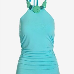Boston Proper Aqua Halter Dress